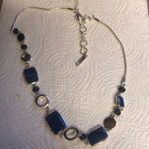 Silver blue stone necklace